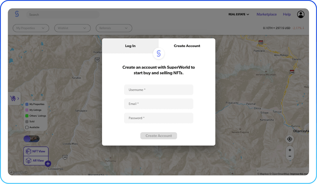 Log onto Superworld Map View